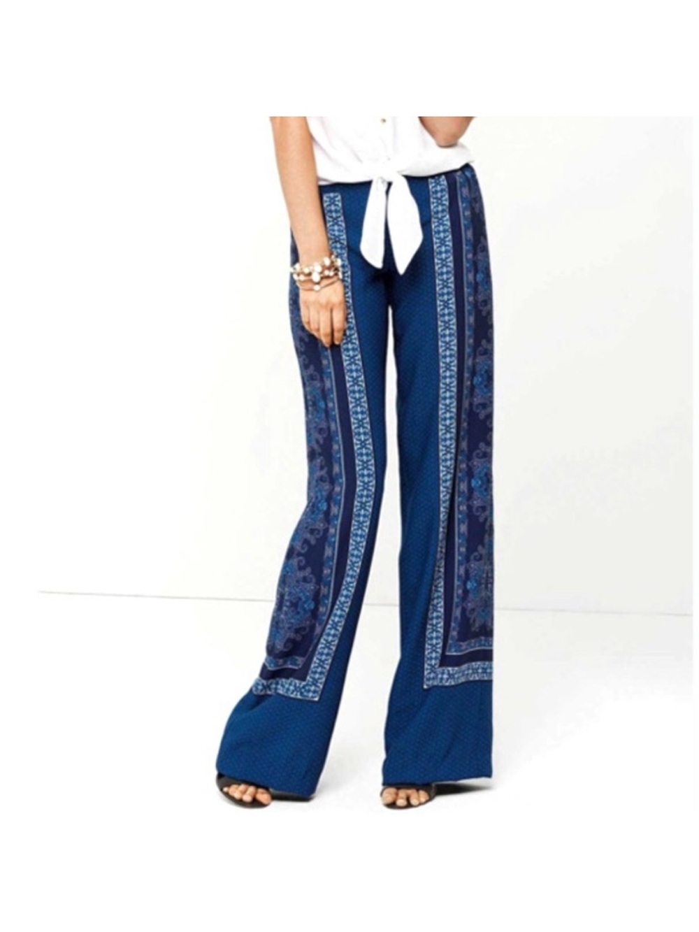 Cache Vintage Wide Leg Palazzo Flowy Boho Mid Rise Pants